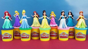 Ariel Elsa Anna Rapunzel Cinderella Snow White Aurora Tiana Belle Disney Princess Play Doh Dress Up